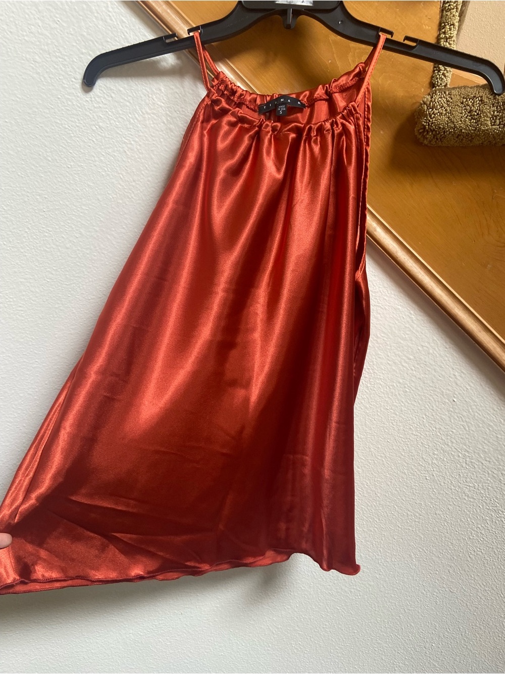 Tiana B. Orange Satin Flowy Cami Top Blouse, never worn, women's size S